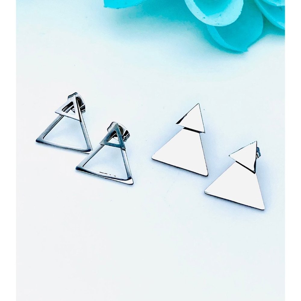 Bundle of Silver Triangle Ear Jackets (earrings)
